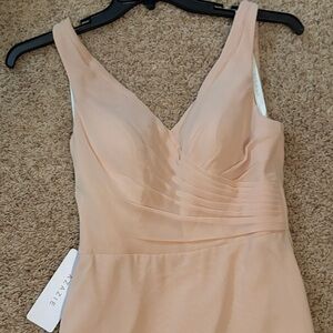 Azazie Peach Sleeveless Wedding Dress